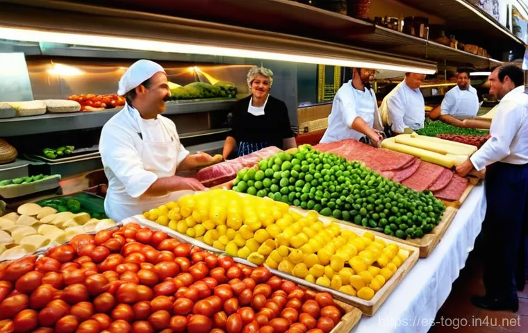 로메 중앙 시장 탐방 - **Vibrant Roman Market Bustle:** A lively, authentic scene inside the Mercato Centrale in Rome. The ...