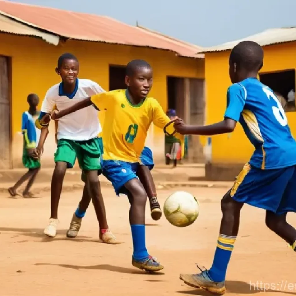 토고 출신 스포츠 스타 - **Togolese Youth Football Dream:** A vibrant, dynamic image of several young Togolese boys and girls...