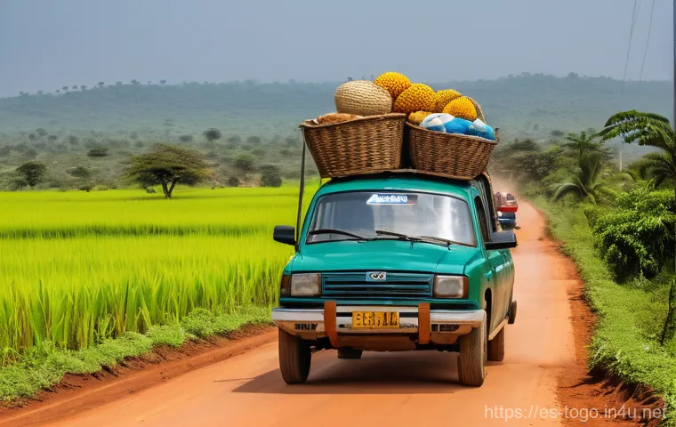 토고의 자동차 렌트 팁 - A joyful young couple, casually dressed in light summer clothes suitable for warm weather, driving a...